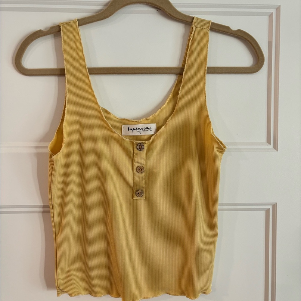Impressions Mustard Ribbed Tank Top